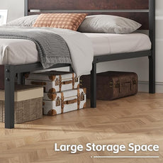 Full Bed Frame with Headboard and Footboard, with Under Bed Storage, All-Metal Support System, No Box Spring Needed, Easy Assembly, Red Brown