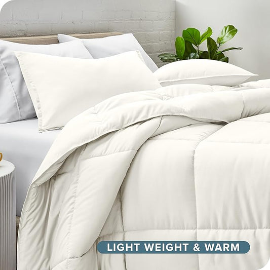 Bare Home Comforter Set - Full Size - Ultra-Soft - Goose Down Alternative - Premium 1800 Series - All Season Warmth (Full, Cream)