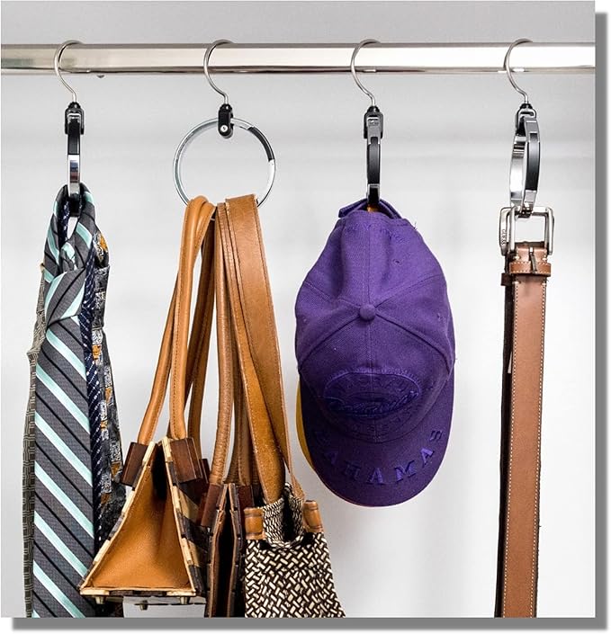 Multipurpose Closet Hangers- Tie and Belt Hanger for Closet- Great Space Saving Belt Organizer for Wardrobe - Ideal for Storing Belts, Ties, Scarfs, Baseball Hats, Purses & More- 1 Pack