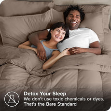 Bare Home Bed-in-A-Bag 7 Piece Comforter & Sheet Set - California King - Goose Down Alternative - Ultra-Soft 1800 Premium Bed Set (Cal King, Taupe/Taupe)