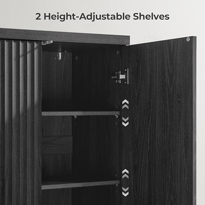 SICOTAS Buffet Cabinet with Storage Accent Sideboard Modern Credenza with Doors & Shelves Fluted Media Console Mid Century Coffee Bar Table for Living Room Kitchen Dining Room Hallway