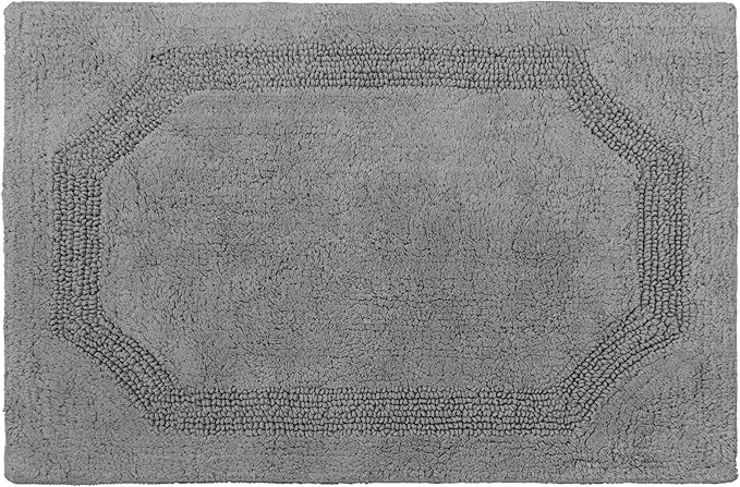 Laura Ashley - Reversible Cotton Bath Mat, Premium Bathroom Décor, Machine Washable Bathroom Rug, Highly Absorbent, 21"x34", Charcoal