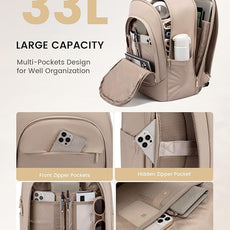 LOVEVOOK 17.3 Inch Laptop Backpack for Women - Work/Business Computer Backpack Purse, Large Capacity Casual Daypack, Travel Bag for Lawyer, Doctor, Teacher, Classic Khaki