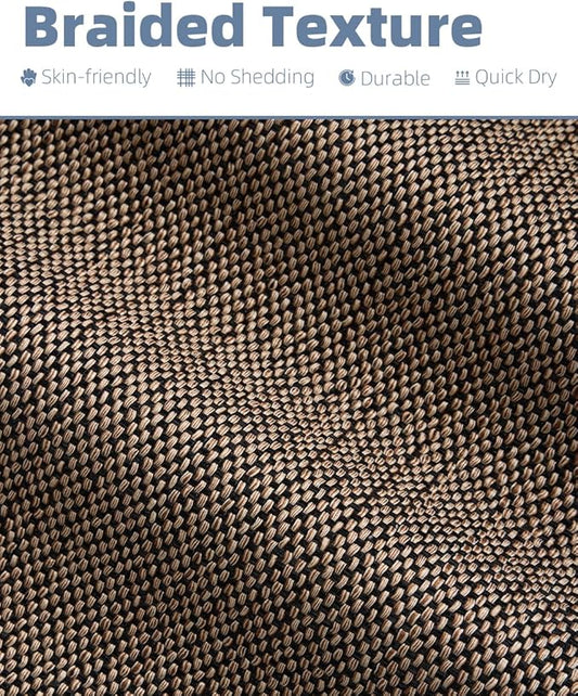 PADOOR Non-Slip Bath Mat With Rubber-Backing, Braided Absorbent Machine Washable Thin Rug for Bathroom Floor, Fits Under Door, Quick Dry, 17''x24'' Black