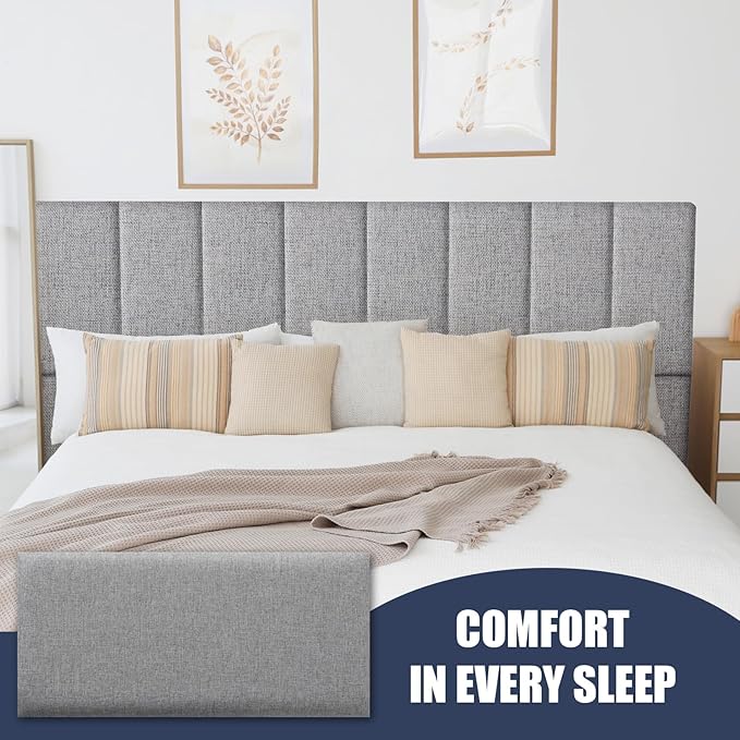 12 Piece Linen Fabric Peel and Stick Headboard, Upholstered Wall Mounted Headboard for Twin, 3D Anti-Collision Soundproof Self-Adhesive Wall Panel for Bedroom 23.62" x 9.84"