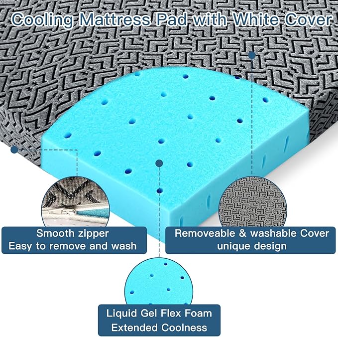 Airensky 3 Inch Memory Foam Mattress Topper, Cooling Gel Infused High Density Full (45"x75") Topper with Removable Skin-Friendly Cover, Bed Topper for Pressure Relief Back Pain, CertiPUR-US Certified