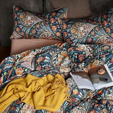 MKXI Blue Comforter Set Queen Pink Paisley Patterned Floral Bedding Comforter Set Boho Bed Quilt Summer Comforter 90