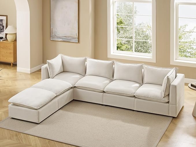 VANOMi Modular Sectional Sofa 6 Seater, Convertible Sectional Couch for Living Room with Rearrangeable Seats, U Shaped Sofa
