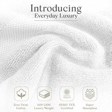 Premium Staple Cotton Bathroom Towel Set - White 600 GSM 6-Piece Luxury Bath Towel Set 1 Stripe - 2 Bath Towels, 2 Hand Towels & 2 Washclothes Set - High Absorbent & Quick Dry for Gym, Spa, Hotel