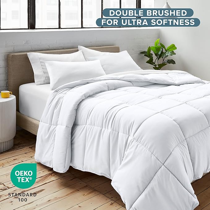 Bare Home Comforter Set - Super King Size - Ultra-Soft - Goose Down Alternative - Premium 1800 Series - All Season Warmth (Super King, White)