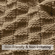 Knitted Weighted Blanket for Adult, No Beads Heavy Blanket 48” x 72'' 10lbs, Breathable Chunky Knit Blanket, Cooling Weighted Blanket for Hot Sleepers, Christmas Home Decor (Camel)