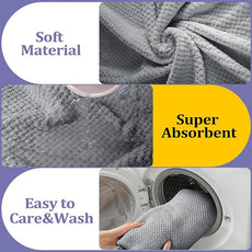 Preboun 12 Pcs Bath Towels and Washcloths 4 Sets Microfiber Bathroom Beach Pool Towel Set Quick Dry Coral Velvet Highly Absorbent for Fitness Sports Shower Travel Spa Hotel(Light Gray)