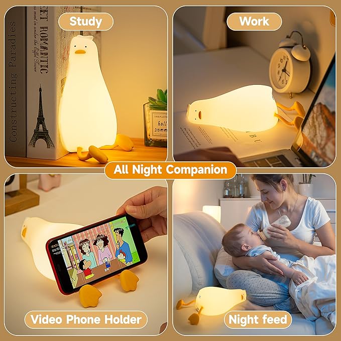 Cute Duck/Chicken/Pig/Rabbit/Panda Night Light, LED Squishy Animal Novelty Lamp for Toddler Baby Kids, Nursery Touch Kawaii Room/House Decor