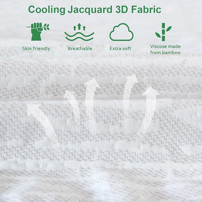 Twin Mattress Protector Waterproof, Ultra Soft Viscose 3D Air Fabric, Mattress Pad Cover Twin, Fitted Up to 18" Deep
