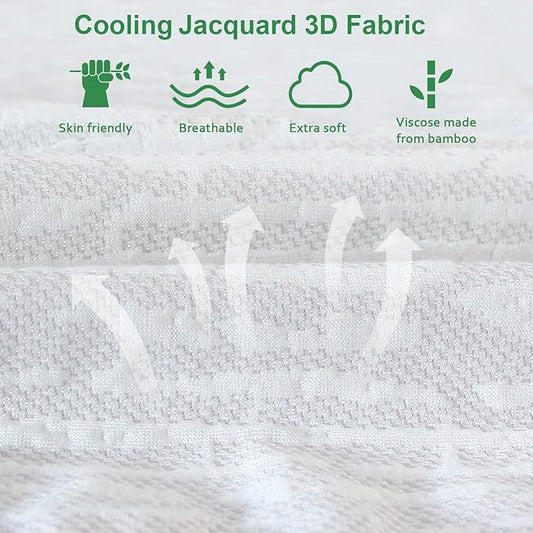 Waterproof Mattress Protector King Size, Ultra Soft Viscose Made from Bamboo 3D Air Fabric, Mattress Pad Cover King, Fitted Up to 18" Deep