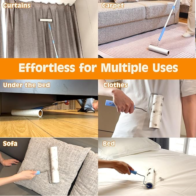 BEAH Lint Roller Refills (5 Packs 450 Sheets) Lint Rollers for Pet Hair Extra Sticky Refills,9.45 Inch Pet Hair Remover,Lint Roller Cleaning for Clothes,Furniture and Carpet,Easy to Tear