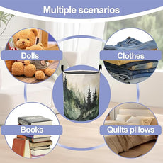Landscape Pine Forest Laundry Hamper Large Canvas Fabric Lightweight Storage Basket/Dirty Clothes Collapsible Waterproof for College Dorms, Boys and Girls Bedroom,Bathroom