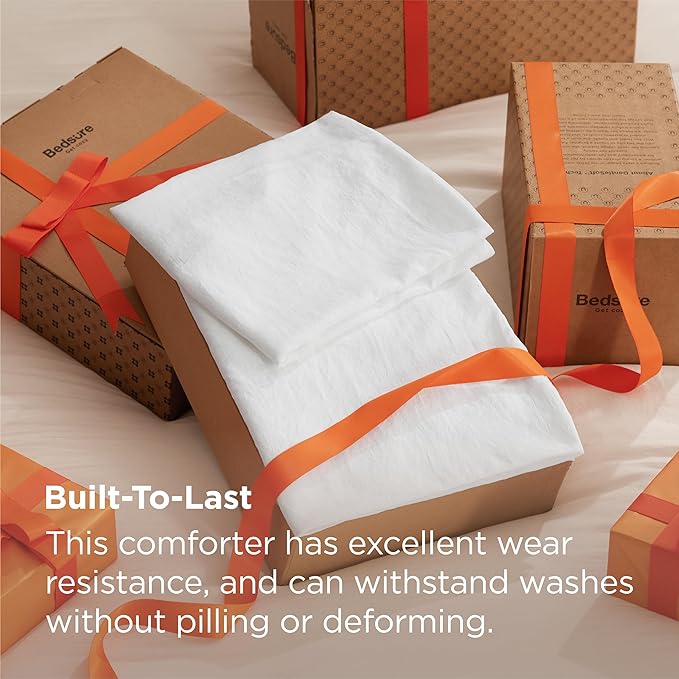 Bedsure Twin/Twin XL Comforter Set, White Soft Prewashed Bedding for All Seasons, 2 Pieces GentleSoft™ Warm Down Alternative Bed Set, 1 Lightweight Comforter (68"x88") and 1 Pillowcase (20"x26")