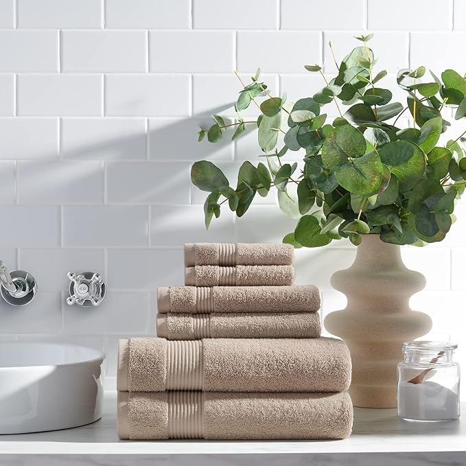 Arkwright Bath Towels Set of 4 - (Bulk Case of 24) Super Soft 100% Cotton, 600 GSM Quick Dry & Absorbent, Luxury Bathroom Essentials for Hotels, Spa, Hosts, and Vacation Rentals, Latte Beige
