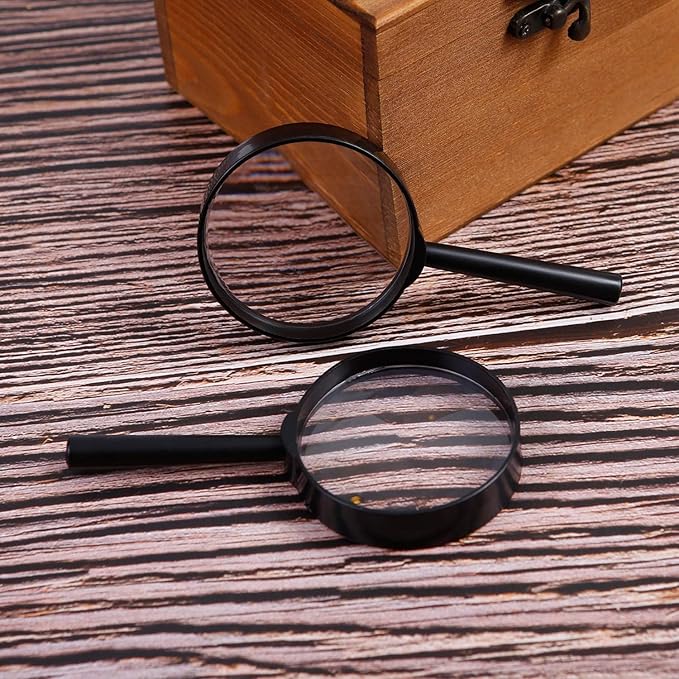 Elcoho 24 Pack Handheld Magnifier Plastic Magnifying Glass for Reading Jewelry Home Office Desk Accessories with Storage Bag
