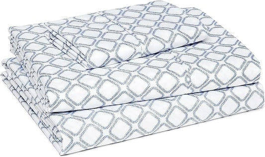 Amazon Basics Lightweight Super Soft Easy Care Wrinkle Free Microfiber 3 Piece Bed Sheet Set with 14-Inch Deep Pockets, Twin, Aqua Squre Grid, Grid, Kids, Men & Women Bedding AmazonBasics