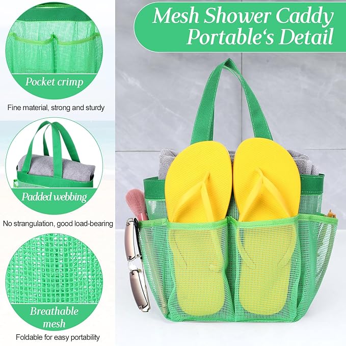 8 Packs Mesh Shower Caddy Portable Large Shower Caddy Dorm with 8 Pockets and Handles Quick Dry Shower Bags Hanging Bath Bag Dorm Room College Essentials for Bathroom Gym Camp (Multicolor)