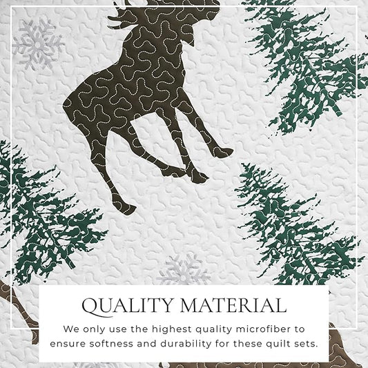 Great Bay Home Lodge Bedspread Twin/Twin XL Size Quilt with 1 Sham. Cabin 2- Piece Reversible All Season Quilt Set. Rustic Quilt Coverlet Bed Set. Wilderness Collection (Moose - Chocolate)