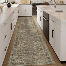 3x12 Washable Brown Runner Rug Vintage Hallway Kitchen Carpet Non-Slip Soft Low Pile Distressed Throw Rug for Bedroom Bathroom Laundry Living Room