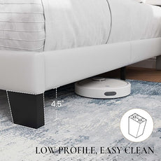 SHA CERLIN Twin Platform Bed Frame with Velvet Upholstered Headboard, Mattress Foundation with Strong Wooden Slats Support, No Box Spring Needed, White