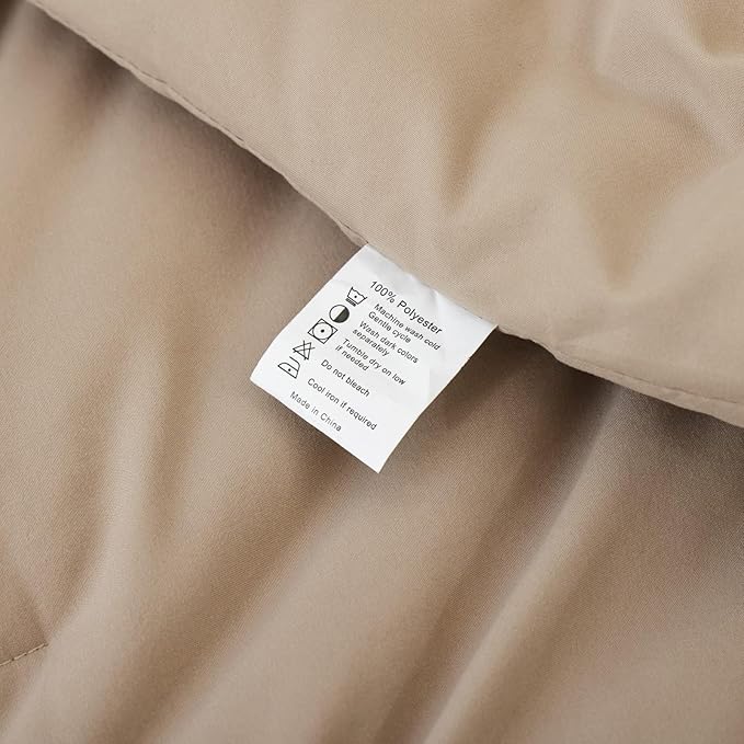 ROSGONIA Oversized Queen Comforter Taupe Brown, 3pcs (1 Comforter & 2 Pillowcases) Lightweight Oversized Queen Comforter Sets Bedding Blanket Quilts