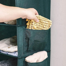 YOUDENOVA Hanging Closet Organizer, 6-Shelf Closet Hanging Storage Shelves, Green