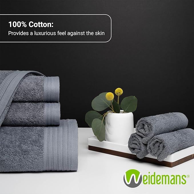 Premium 8 Pieces Towel Set Including 2 Bath Towels 30" x 56", 2 Hand Towels 18" x 30" and 4 Washcloths 13" x 13" - Color: Dark Grey & Sand | Pure Cotton |Machine Washable high Absorbency