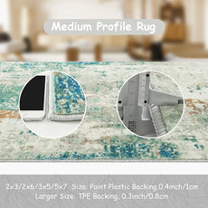 Lahome Modern Abstract Area Rug 5x7 Rugs for Living Room, Washable Accent Bedroom Rug Non-Slip Non Skid, Indoor Floor Contemporary Carpet for Kitchen Bathroom Laundry,Green/Grey