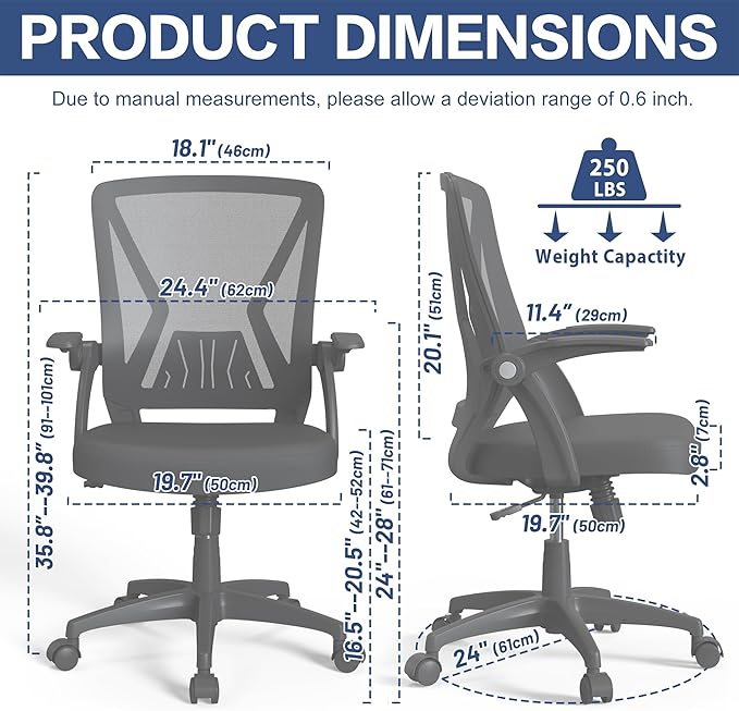 Modern Comfy Mesh Home Office Chair with Flip Up Arms for Child Adult Study Work