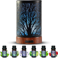 Oil Diffuser with Essential Oils Set – Aromatherapy Oil Diffuser 150ml with 6 Essential Oils Set, Cool Mist Diffusers for Essential Oils, Auto Shut-Off Protection,7 Colors Night Light, Gifts for Mom