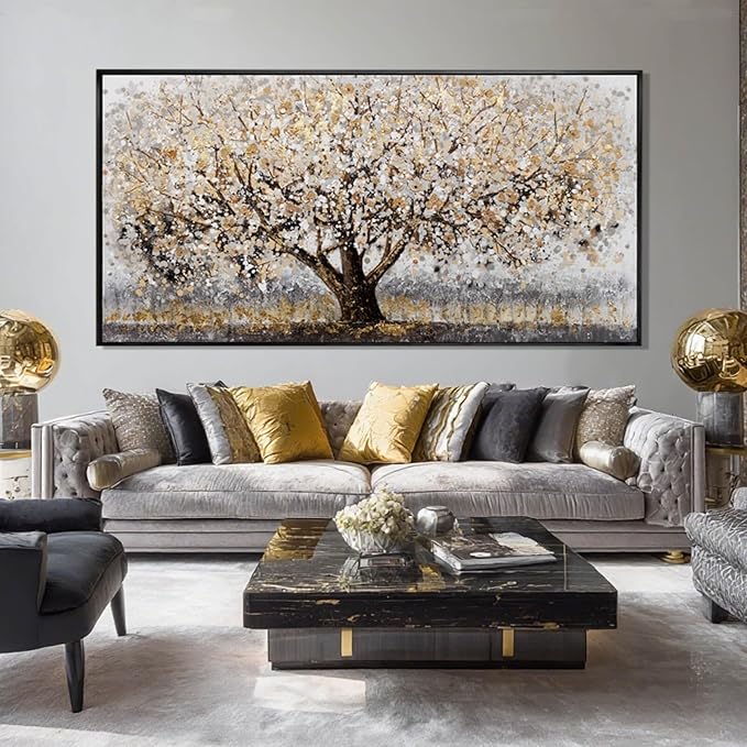 Brown and White Framed Wall Art Floral Wall Prints Botanical Wall Decor Nature Wall Posters 24"x48" Pictures for Bedroom Kitchen Artwork