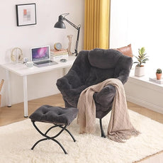 Tiita Lazy Chair with Ottoman, Modern Large Accent Lounge Chair, Leisure Sofa Armchair with Ottoman, Reading Chair with Footrest for Bedroom, Living Room, Dorm Rooms, Garden and Courtyard