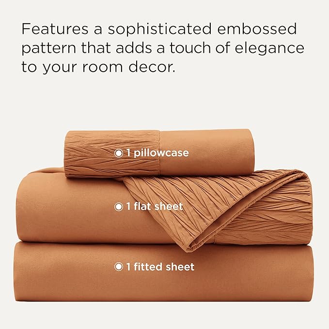 Bedsure Twin Sheets Set - 3 Pieces Soft Twin Bed Sheets - Breathable & Cooling - Hotel Luxury - Easy Care Polyester Microfiber Bedding for Women, Men, Dusty Orange