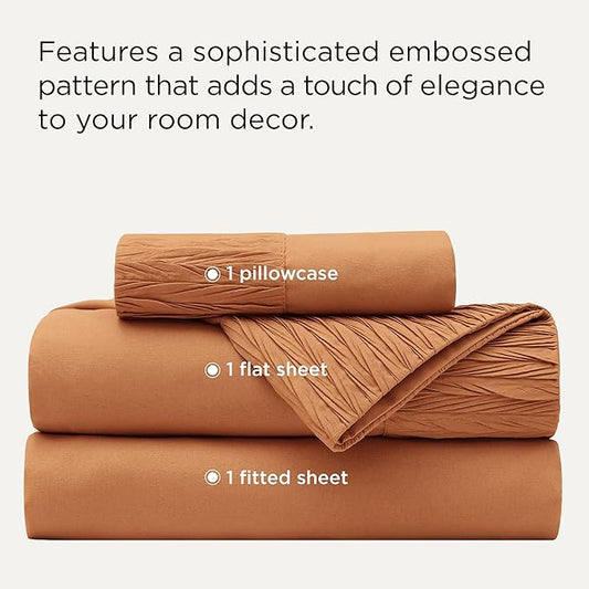 Bedsure Twin XL Sheet Sets Dorm Bedding - 3 Pieces Soft Extra Long Twin Sheets, Hotel Luxury, Easy Care Microfiber for Women, Men, Dusty Orange
