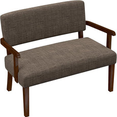 Accent Chair 2 Seat, Arm Chairs with Soft Seat and Armrests for Living Room, Love seat for Dining, Reading, and Waiting Rooms (Brown)