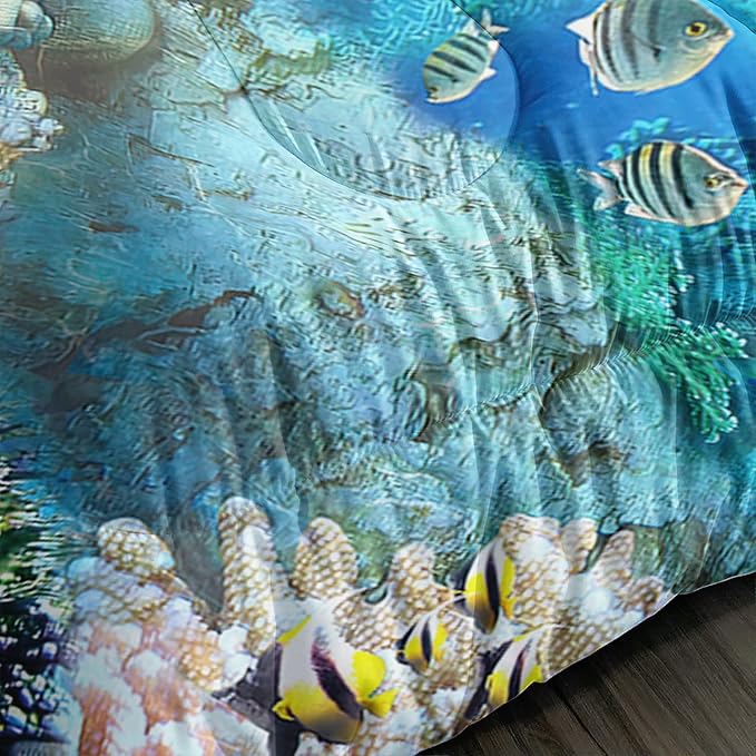 CVHOUSE Sea Turtle Comforter Set,Ocean Sea Turtle Bedding Set for Kids Teens,Ocean Sea Turtle Comforter Sea Turtle Duvet Set Room Decor Quilt Set Queen Size