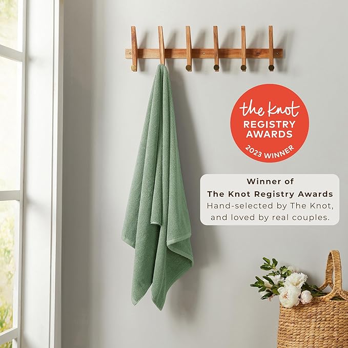 Great Bay Home 100% Cotton 6 Pack 26x16 Hand Towel Set - Absorbent, Quick-Drying, Durable Towels for Bathroom Decor - Low-Twist, Two-Ply Fibers (Eucalyptus)