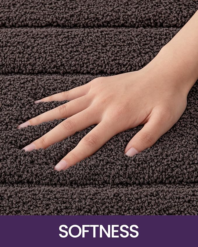 DEXI Bathroom Rug 36x24, Non Slip Washable Bath Mat for Shower Floor, Absorbent Soft Bathmat with Rubber Backing, Quick Dry Microfiber Carpet, Brown