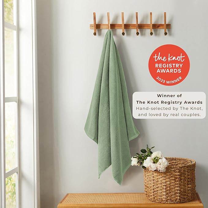 Great Bay Home 100% Cotton Oversized 2 Pack 68x35 Extra Large Towel Set - Absorbent, Quick-Drying, Durable Oversized Bath Sheets for Bathroom Décor (Eucalyptus)