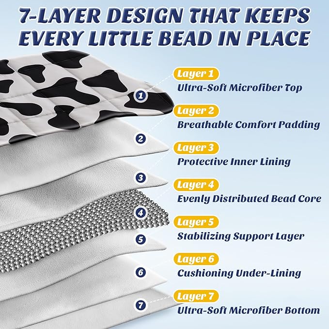 anfie Weighted Blanket Kids(36"x48" 3lbs) Weighted Blanket Cooling Blanket for Sleeping,Throw Size Breathable Blanket with Premium Glass Bead(White Cow)