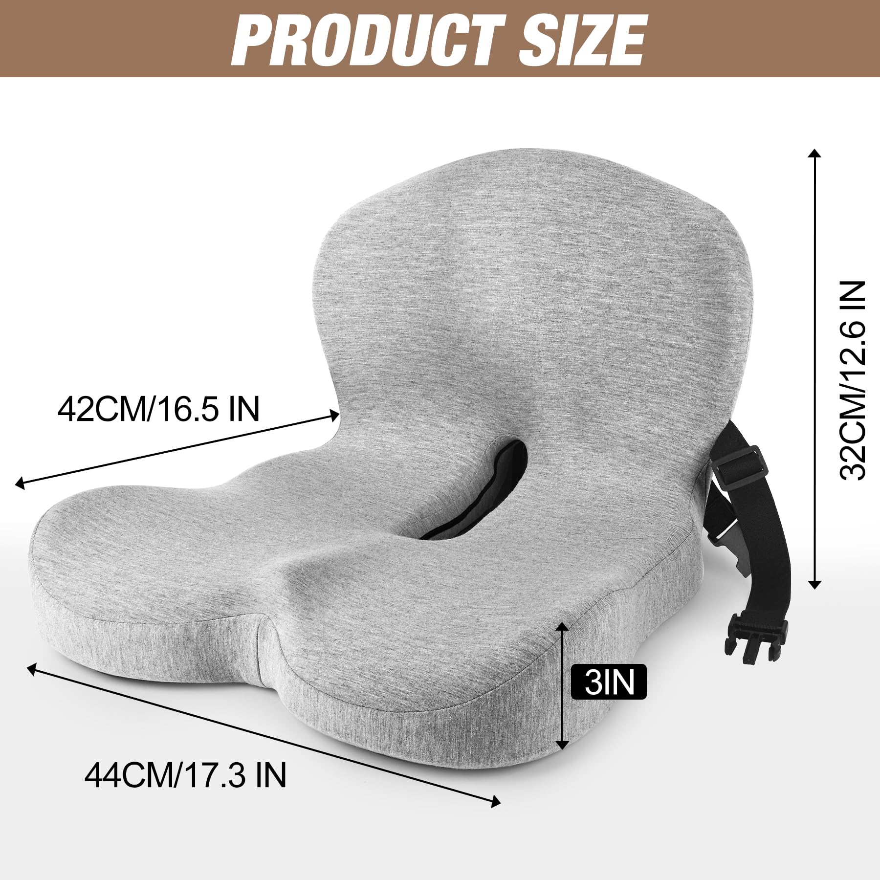 MYFAMIREA Truck Seat Cushion, Memory Foam Trucker Seat Cushion for Truck Driver Long Sitting with Adjustable Strap, Back Support and Pain Relief for Trucker Driving Car Office Chair and Pain Dormly