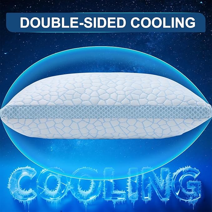QUTOOL Enhanced Cooling Gel Pillow King Size 1 Pack, CertiPUR-US Shredded Memory Foam Pillows for Hot Sleepers, Support Yet Soft Adjustable Bed Pillow for Side, Back, Stomach Sleepers, Home Gifts