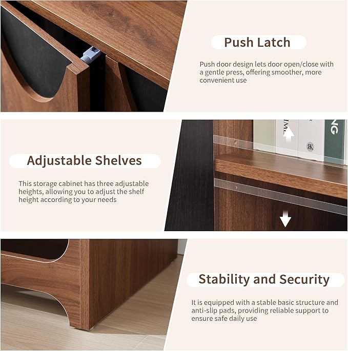 Sideboard Buffet Cabinet with Storage, 31.5” Mid Century Modern Storage Cabinet with Adjustable Shelf and 2 Doors for Dining Room, Living Room,Entry