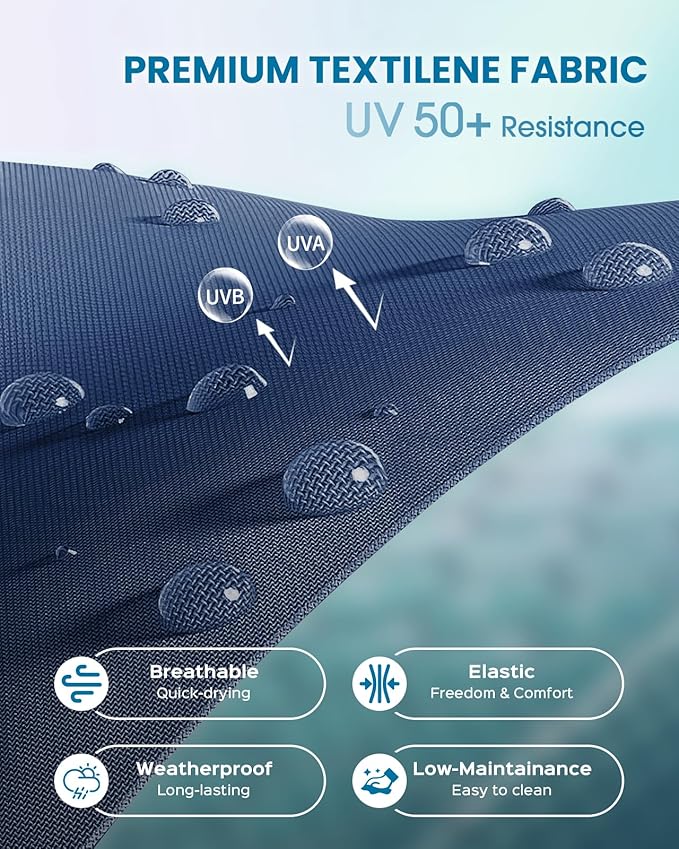 Foldable Pool Lounge Chairs, Aluminum Chaise Lounge Outdoor with 5 Positions Recliner - Free Assembly - Patio Lounge Chair for Poolside, Beach (Navyblue)