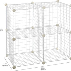 Amazon Basics 4 Cube Storage Organizer - Wire Grid Closet and Storage Shelves, Stackable, White 14
